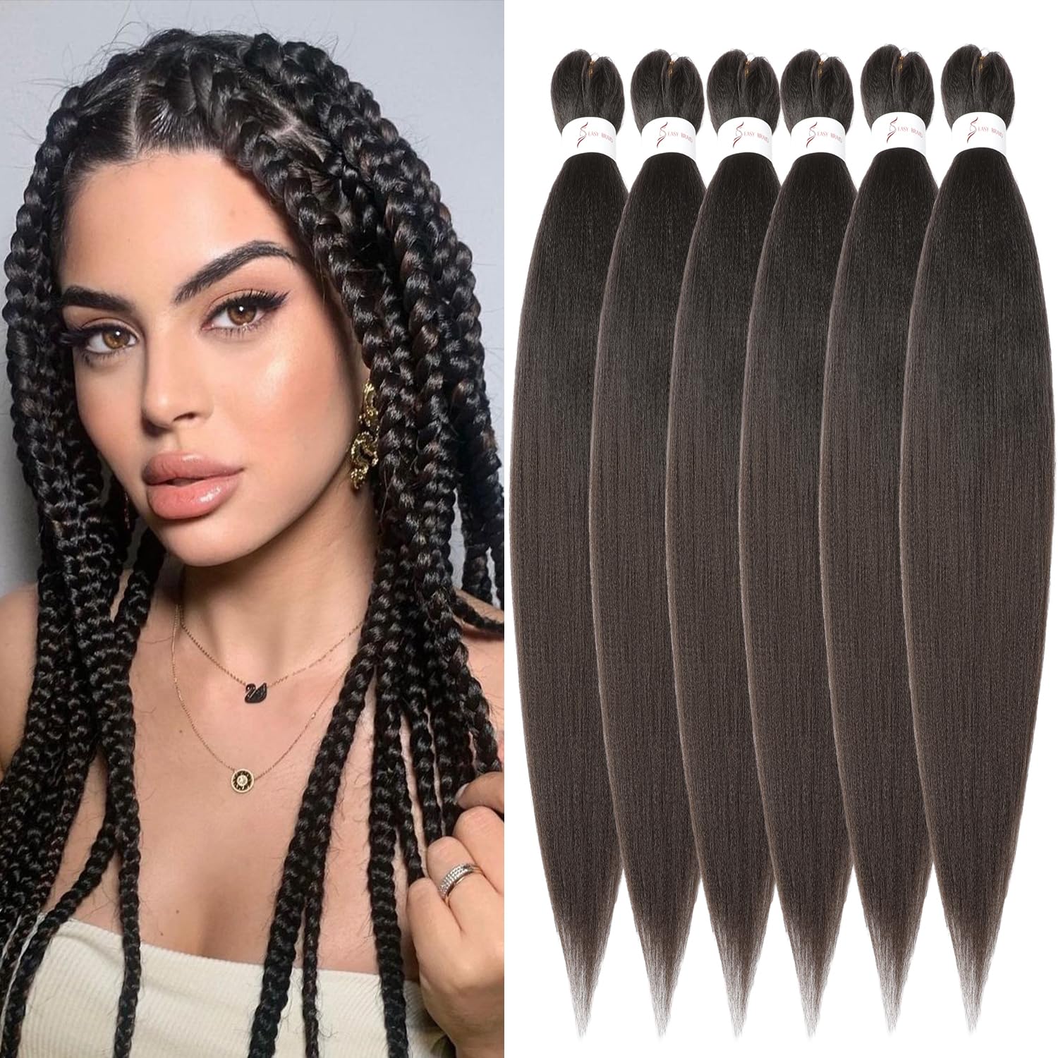 YDDM Capelli Per Treccine Africane Rosa Extension Treccine Texture Yaki Easy Install per Principianti 20 Pollici 3 Pezzi Capelli Leggeri e Naturali per Box Braids, Twist e Crochet — view 8