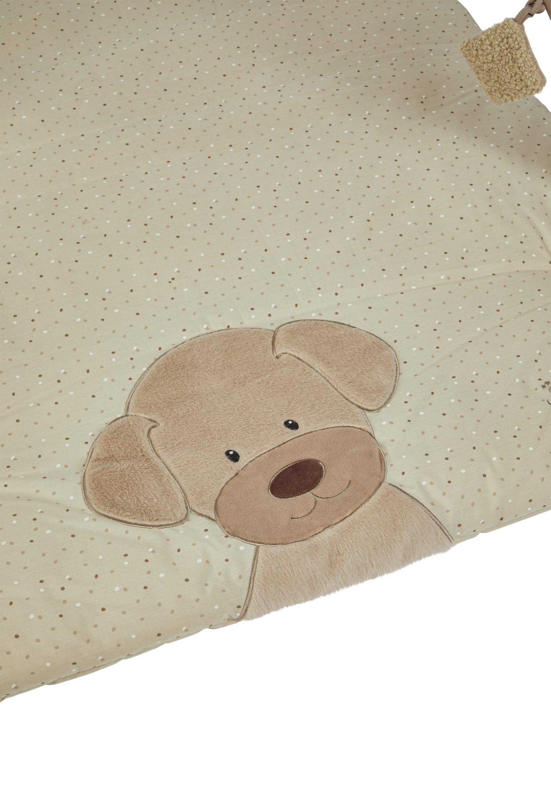 Sterntaler Spielbogen Hund Lucky - Spielbogen aus weichem Flausch, samtigem Velour und bedrucktem Baumwoll Mischgewebe - Baby Spieldecke mit Bogen und Spielfiguren zum Abnehmen, sandfarben