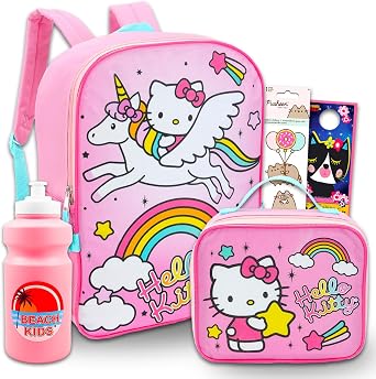 SANRIO Hello Kitty Backpack and Lunchbox Set for Girls School Bundle + More