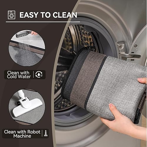 Miniatura 6 de Tapete de baño de medio círculo, tapetes de baño finos para debajo de la puerta, de secado rápido, antideslizante, lavable, con respaldo de goma,