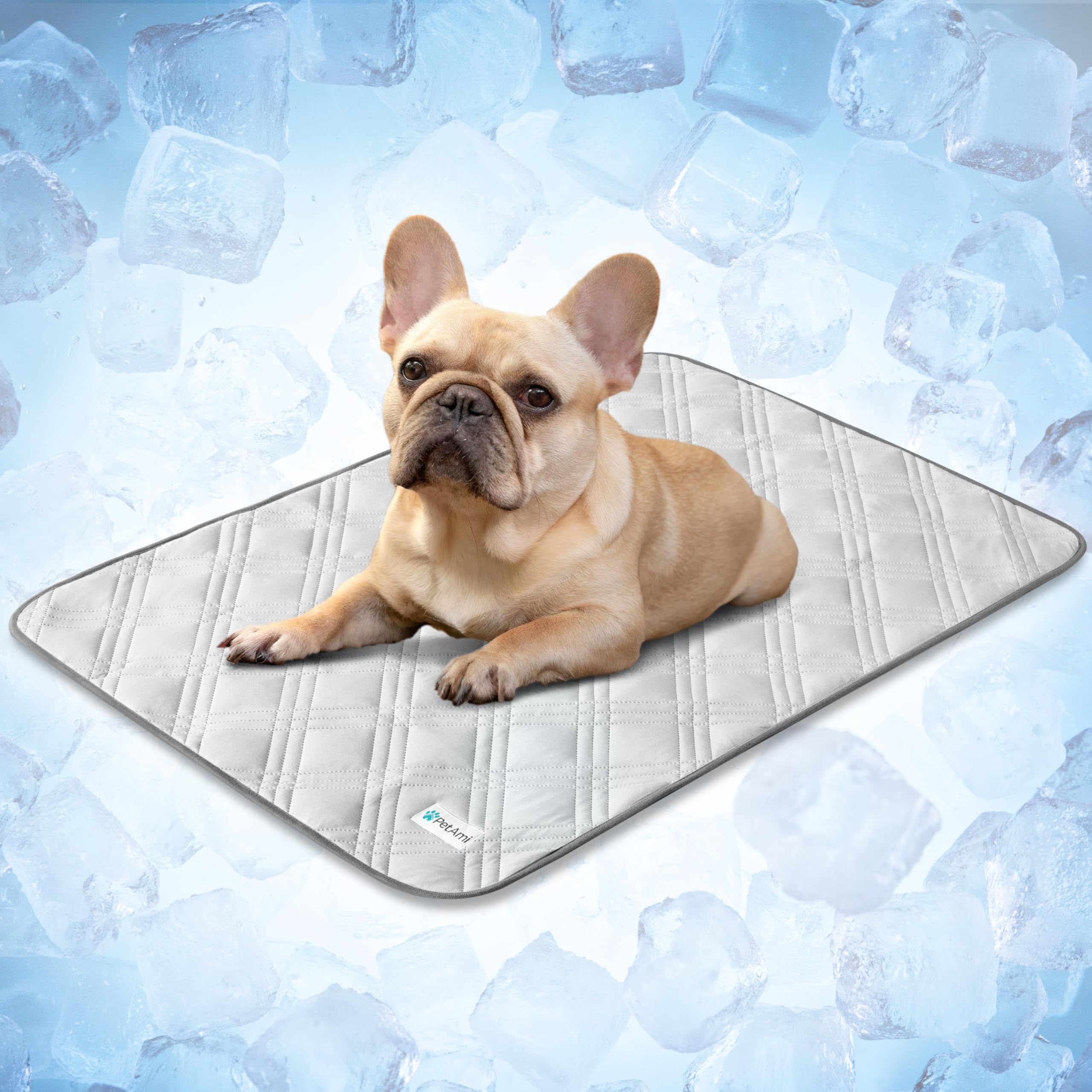 PetAmi Waterproof Cooling Mat for Dog, Premium Pet Cooling Blanket for Bed Crate, Anti Slip Indoor Dog Cool Pad for Sleeping, Q-MAX Small Medium Sofa Couch Cover Mat for Cat, Light Grey, 29x40 โ image 1