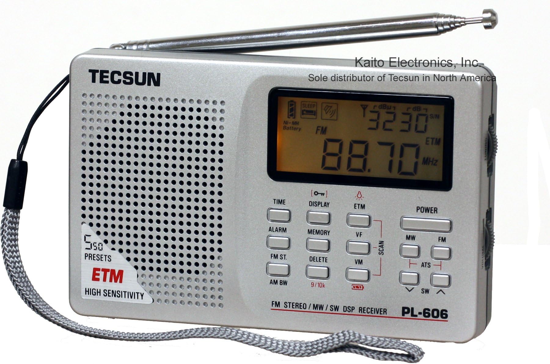 Tecsun PL-606 Digital PLL Portable AM/FM Shortwave Radio with DSP, Silver