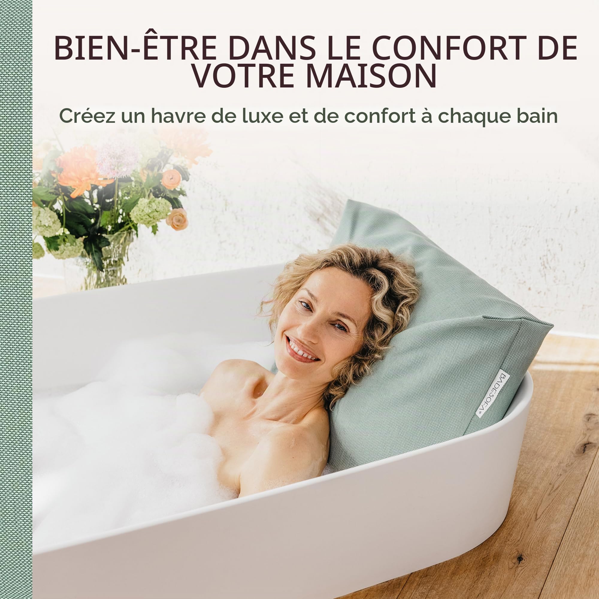 BADESOFA Premium Design Coussin de Bain Vert pour Appui-tête de Baignoire Support de Nuque Dos Petit