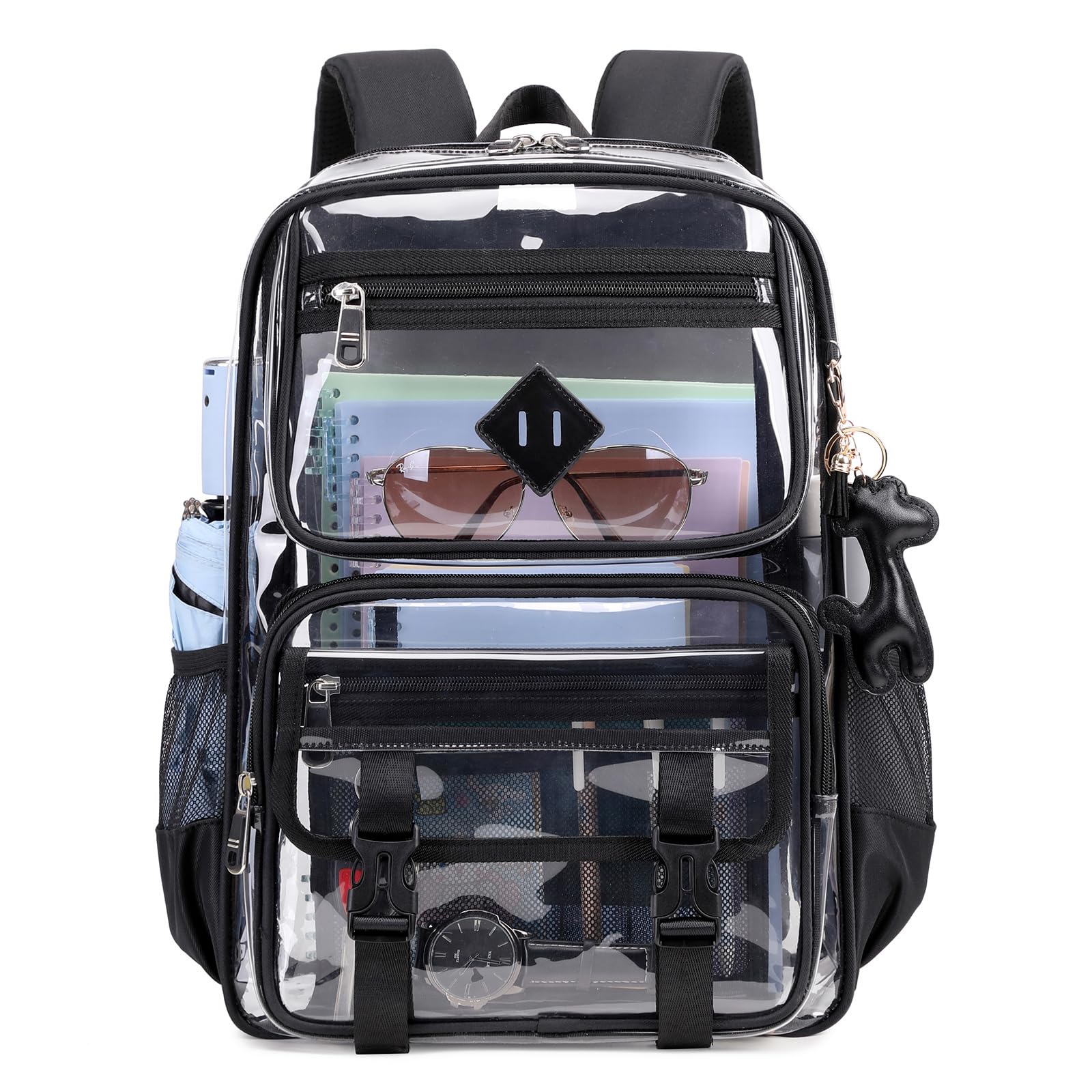 Sisipoet Clear Backpack for School, PVC Clear Bookbag Heavy Duty Transparent Backpack for Stadium Events See Through Bag