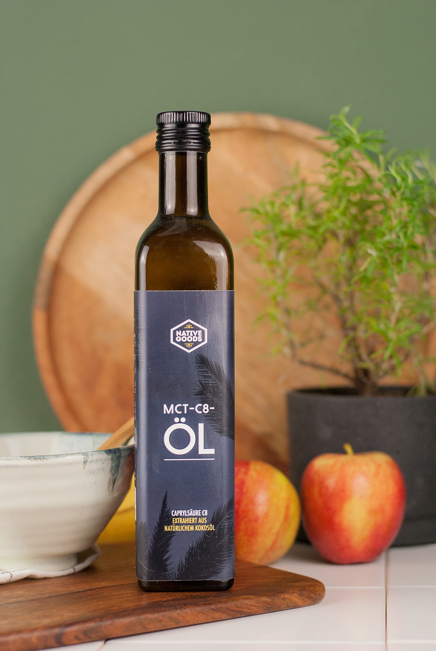 native goods – Bio C8 MCT Öl 500ml – 95% Caprylsäure C8 – MCT Öl aus Kokosöl –Bio Kokos Öl – Kokosöl – geschmacksneutral – ideal für low carb & ketogene Ernährung