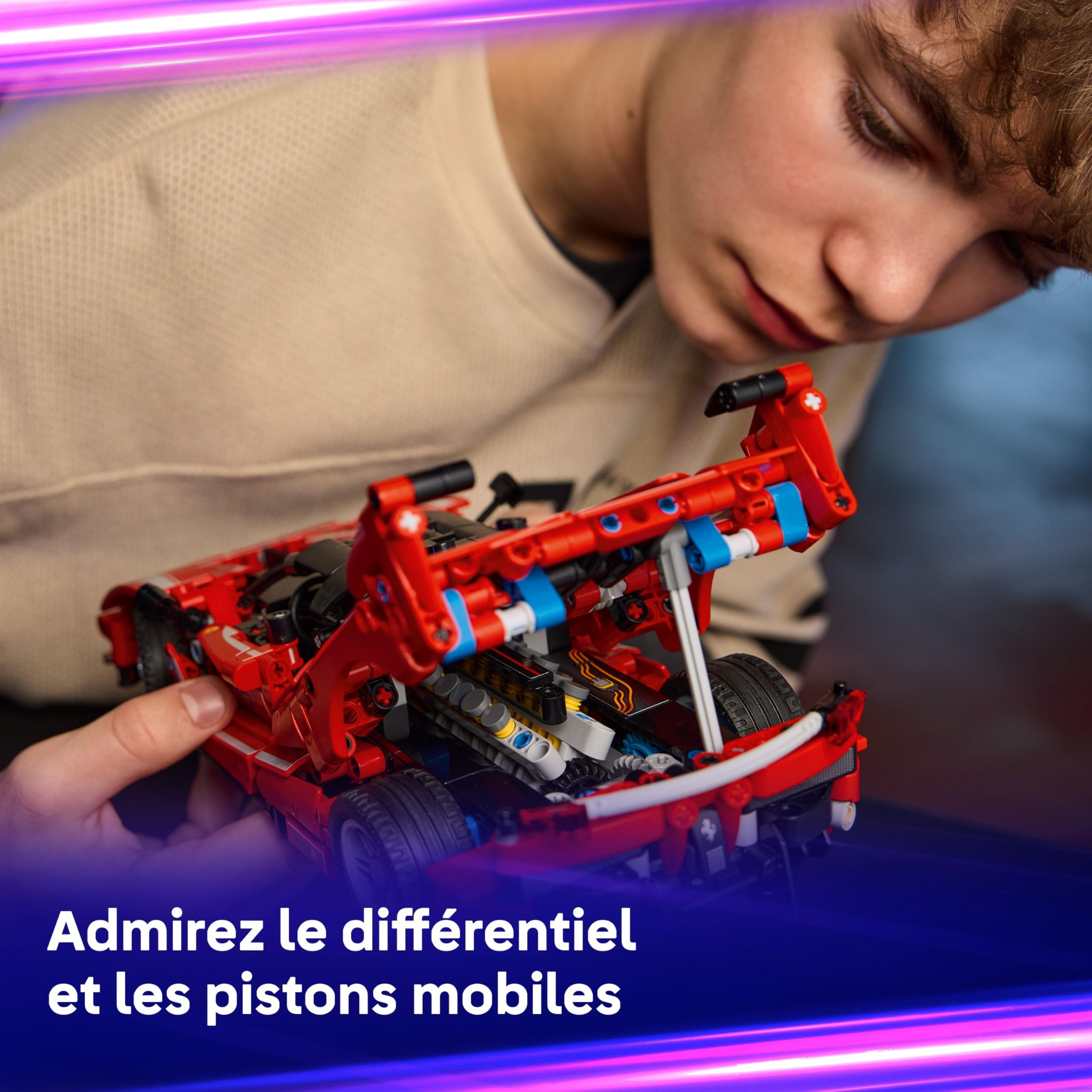 LEGO Technic Ferrari FXX K - Jouet Voiture de Course - Maquette de Construction avec Moteur V12, Différentiel & Pistons Mobiles - Décoration Automobile - Cadeau pour Garçon dès 10 Ans 42212
