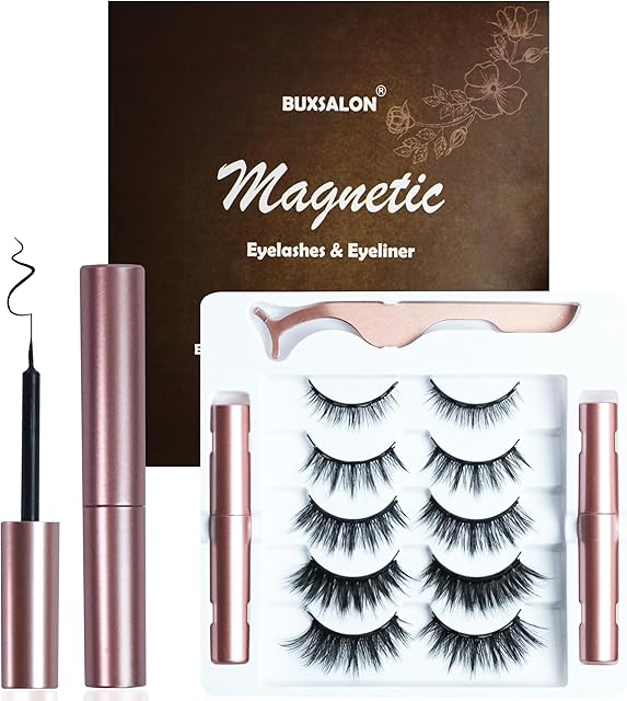 Magnetic Eyelashes, Magnetic Lashes Kit with 5 pairs of Lashes, Reusable Soft and Waterproof Eyelash Extensions, Long Lasting No Glue