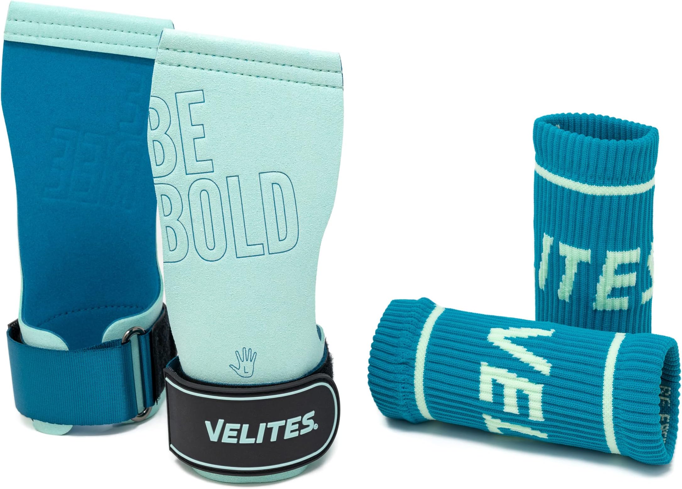 Velites - Official CrossFit® Games Quad Pro Grips - With chalk - Wristbands and carry bag included - Pull-ups, muscle-ups, and toes-to-bar