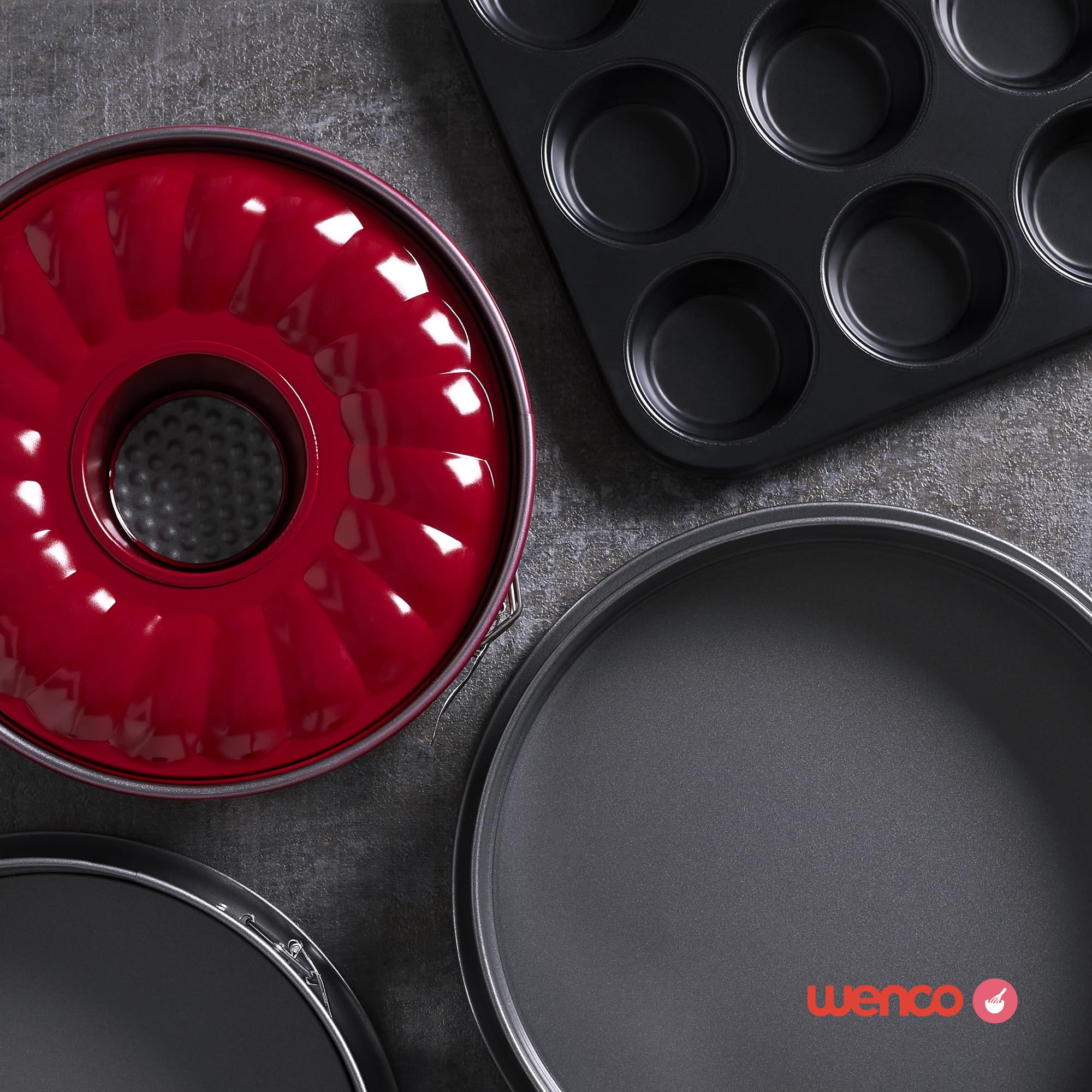 wenco Premium 12 foremek na muffiny, nieprzywierająca forma do pieczenia, nadaje się do mycia w zmywarce, czarna, aluminiowa