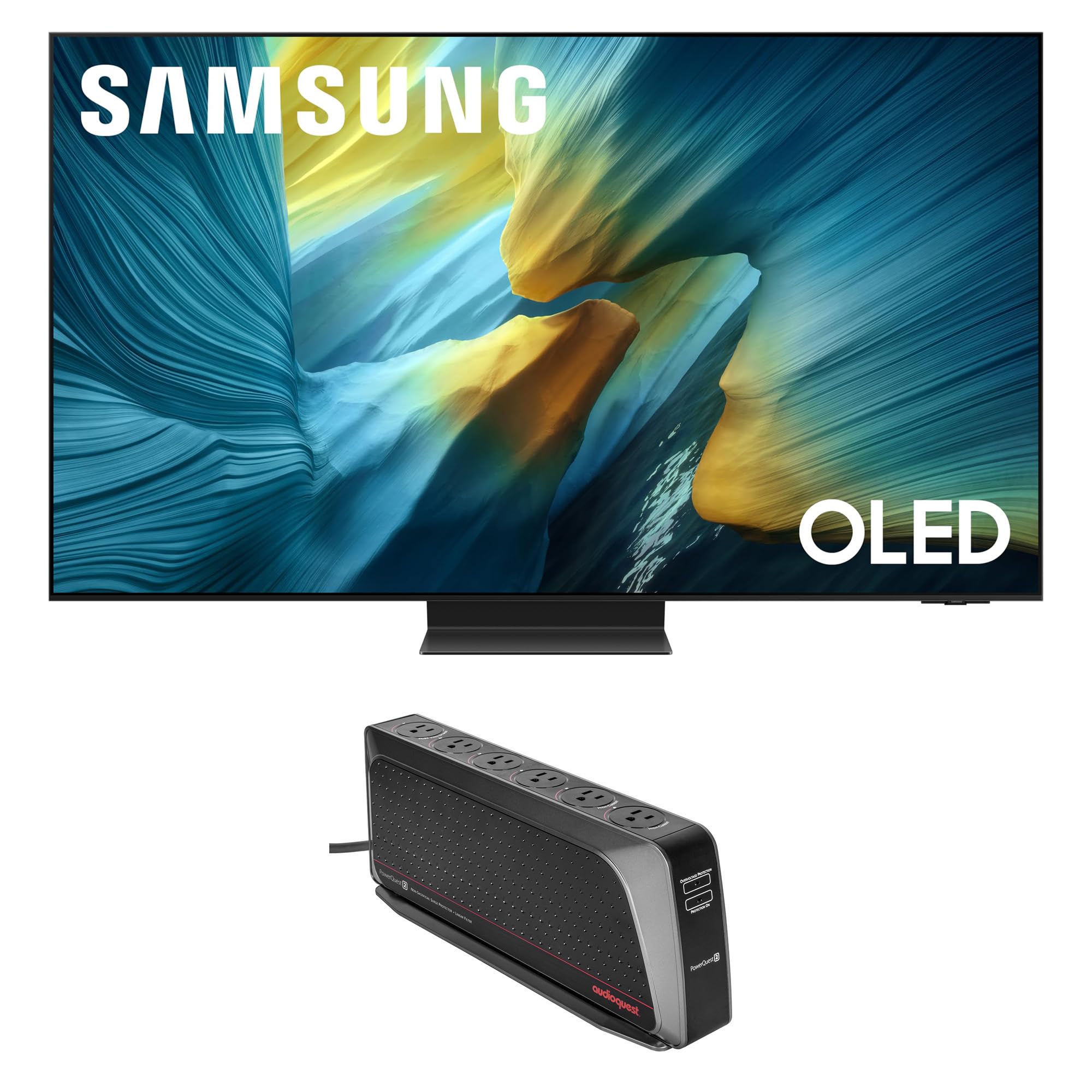 Samsung QN65S95FAFXZA 65 Inch OLED HDR Pro 4K Smart TV with an AudioQuest PowerQuest2 Power Filter/Surge Protector 6 Outlet (2025)