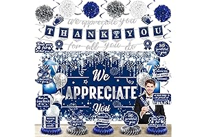 We Appreciate You Backdrop Blue Silver Graduation Decor
