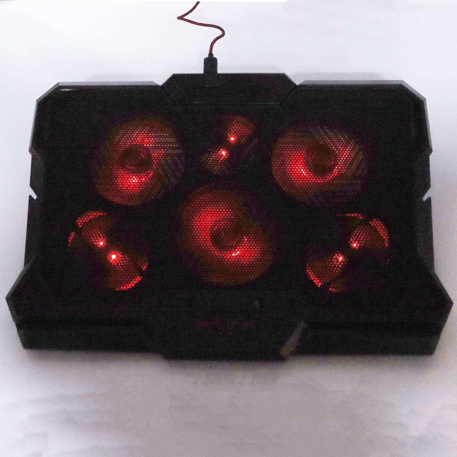 Laptop-Kühlpad, Laptop-Kühler mit 6 Leisen LED-Lüftern für 12-17,3-Zoll-Laptops, Lüfterständer, Schlanker Tragbarer USB-betriebener & 2 USB-Ports, Lüftergeschwindigkeitsfunktion