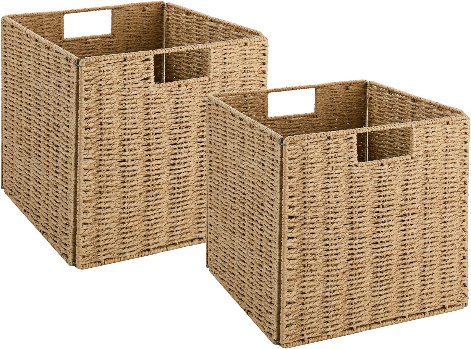 Maxcheck 4 Pcs Wicker Storage Baskets 11 Inch Foldable Hand