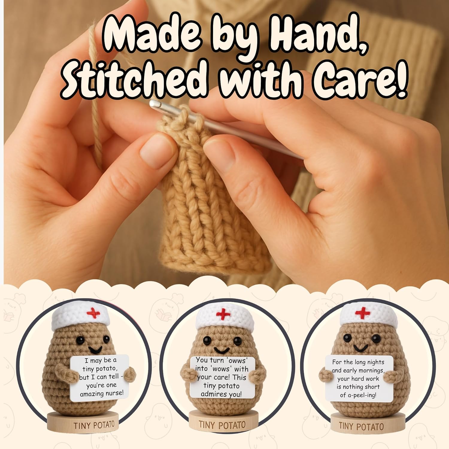 Nurse Gifts for Women - Crochet Potato with 30 Signs | Thank You Gift for RN Registered Nurse Practitioner for, Birthday, Christmas, Stocking Stuffers | Bulk Appreciation Gifts for Hospital Staff - Image 8