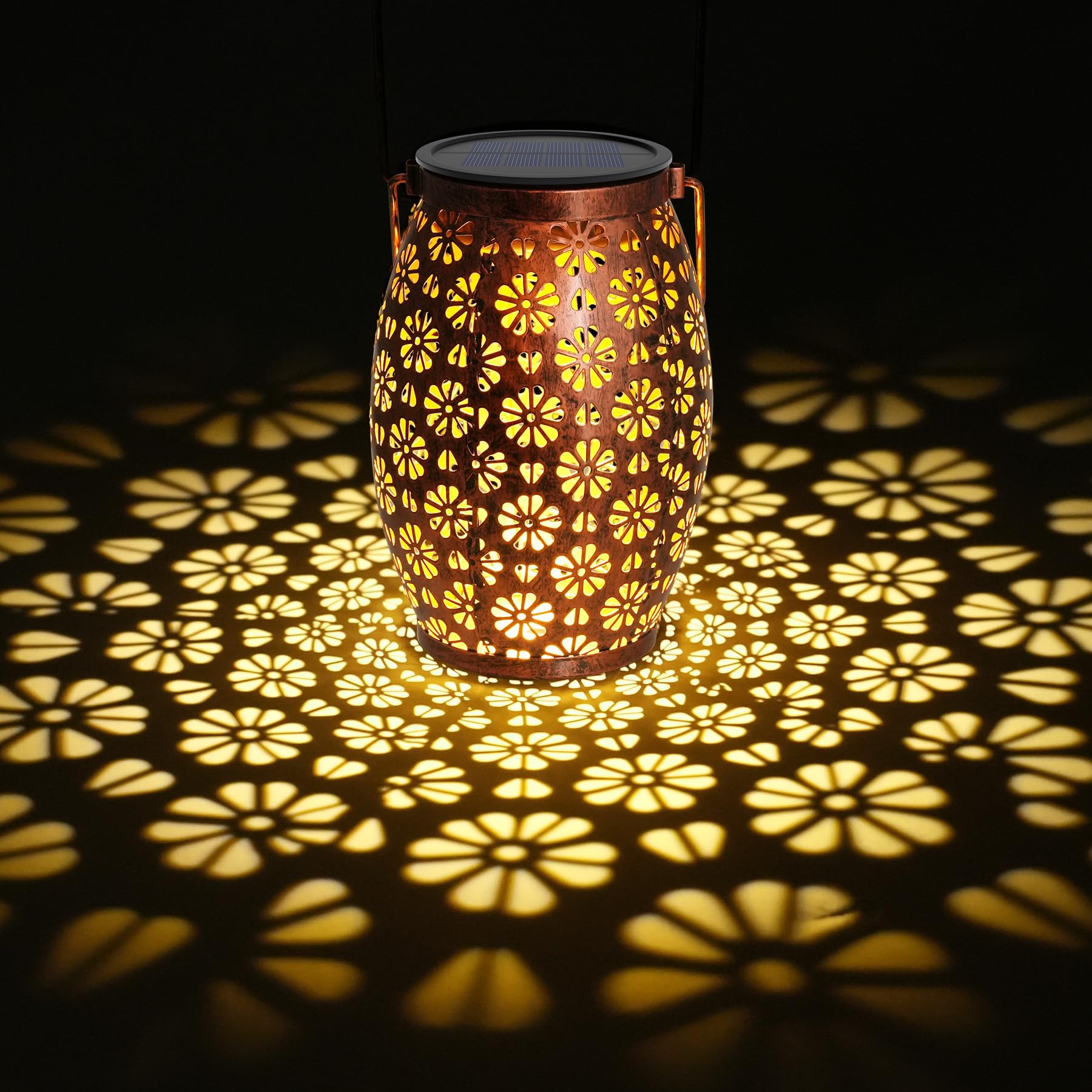 Bonsery Lanterna solare per esterni, 4 pezzi, in metallo, per esterni, da appendere, IP65, impermeabile, per esterni, decorazione da giardino, terrazza, balcone, esterno, ideale come regalo per le