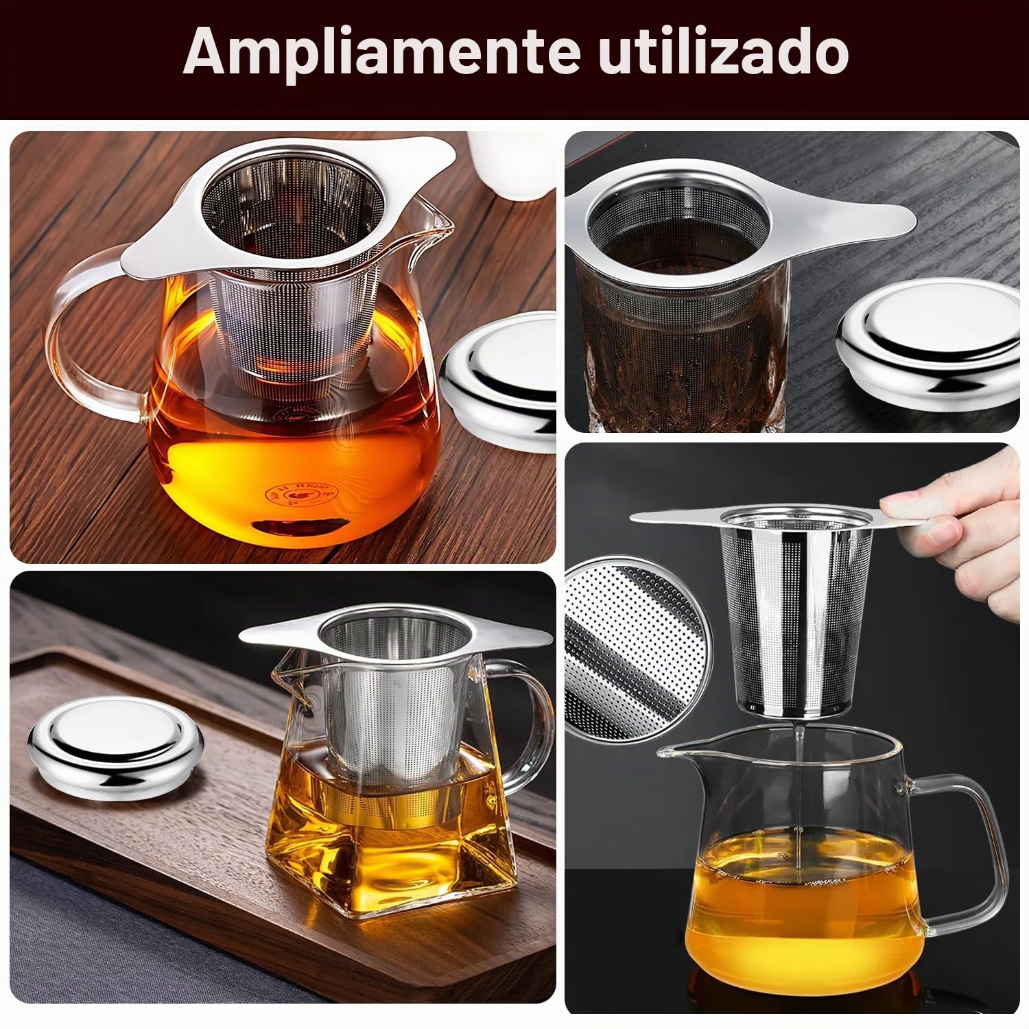 2 Piezas Colador de Té de Acero Inoxidable 304, Coladores de té para té suelto, Colador Te con Tapa, Reutilizable de Malla Extra Fina Filtro de Té para Tazas, Tetera, Café Ollas, Cuencos de Té