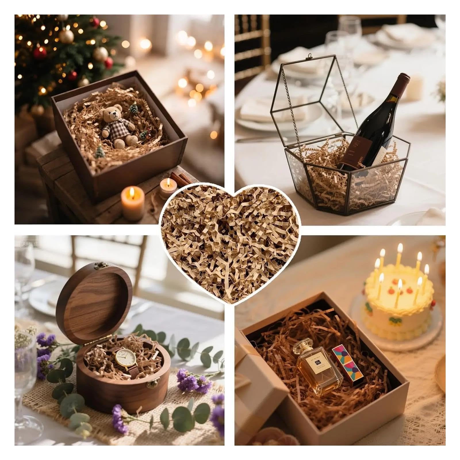 Weihnachtskonfetti 200 g Kraftbraunes Crinkle-Cut-Papier