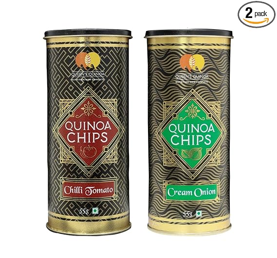 Queens Quinoa Chip People's Favourite Original, Flavored Quinoa Chips  Chilli Tomato & Cream Onion (2 x 55g)