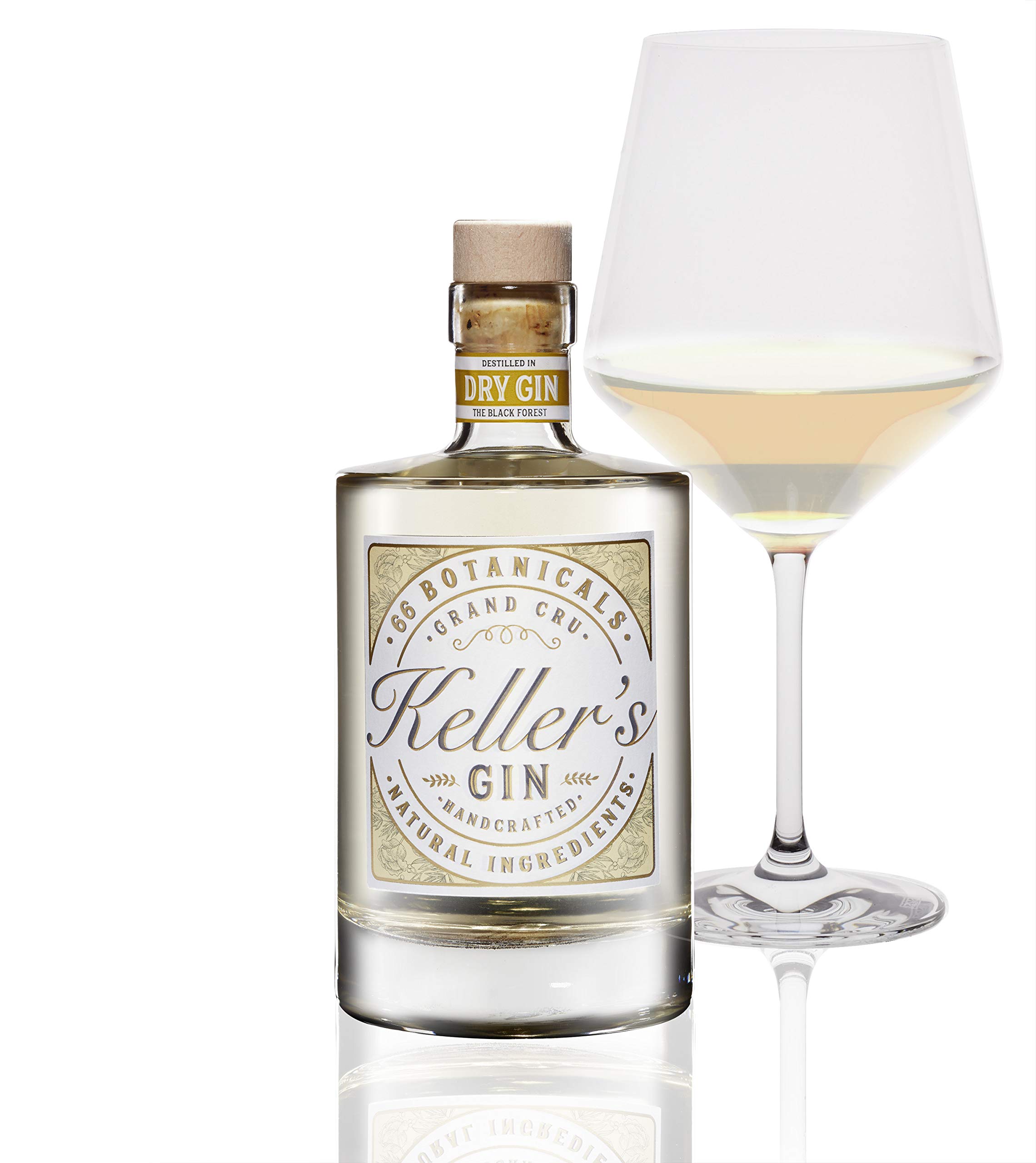 Keller’s Dry Classic Gin (1 x 0,5 l), vielseitiger Premium Gin aus 66 Botanicals - 40% vol. Alkohol