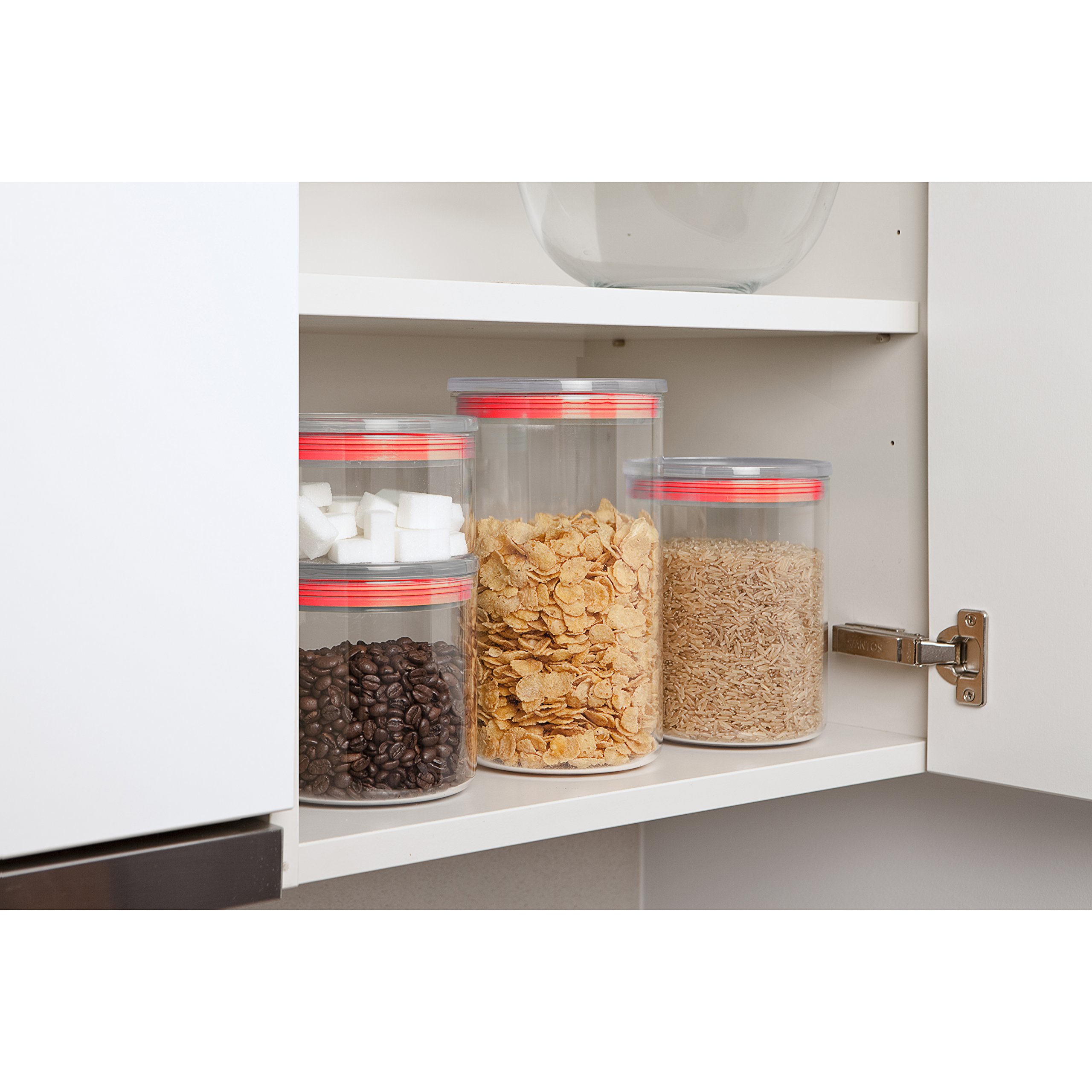 TATAY Contenitori per Alimenti | Set da 8: 2x0,5L + 2x1L + 2x1,5L + 2x2L | Barattoli Cucina | Coperchio con Guarnizione in Silicone | Impilabile | Lavabile in Lavastoviglie | Senza BPA, Rosso