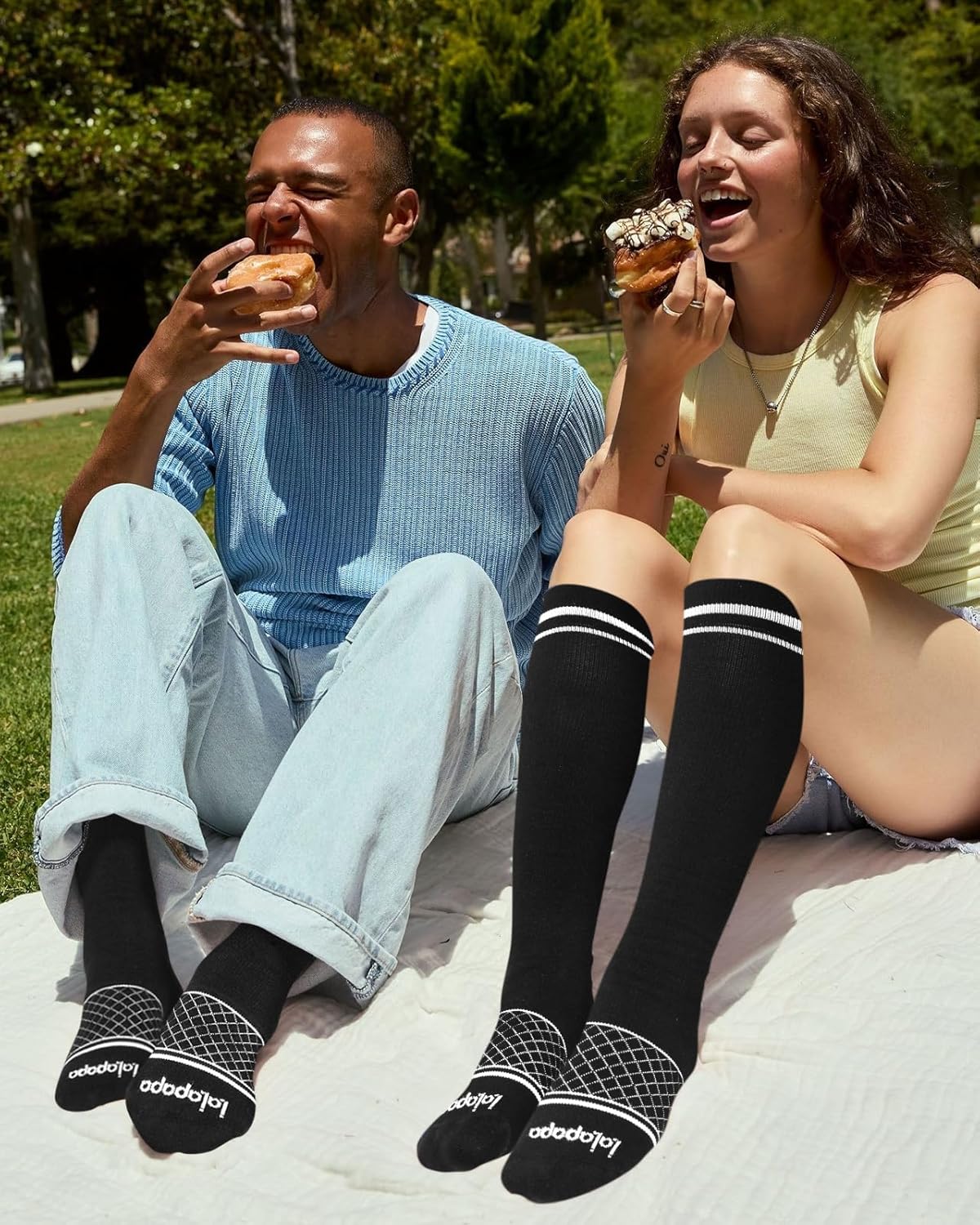 Cotton Compression Socks for Women Men - 2 Pairs 20-30mmHg Circulation Grid Arch Support Socks, Breathable - Image 6