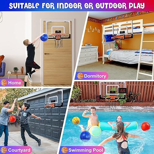 Miniatura 8 de Juego de aro de baloncesto para niños, aro de baloncesto para jugar en interiores, bolas de baloncesto de espuma de repuesto, tablero de plástico