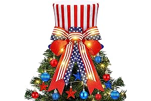4th of July LED Tree Topper with Patriotic Hat Decoration