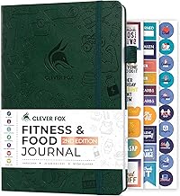 Clever Fox Fitness & Food Journal – Nutrition & Workout Planner for Women & Men – Diet & Gym Exercise Log Book with Calendars, Diet & Training Trackers - Undated, A5 Size, Hardcover (Forest Green)