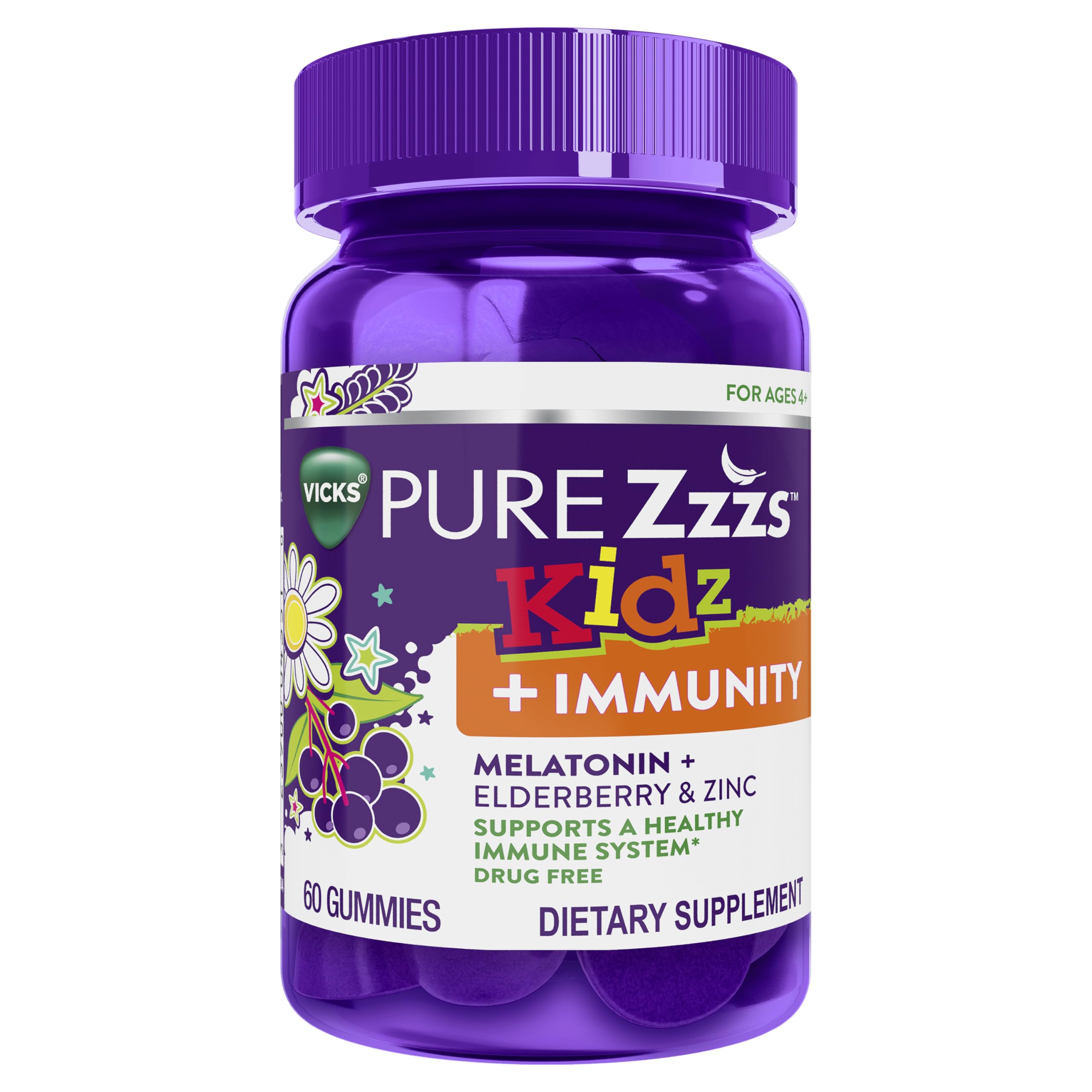 Amazon.com: VICKS Pure Zzzs Kidz + Immunity, Kids Melatonin Gummy