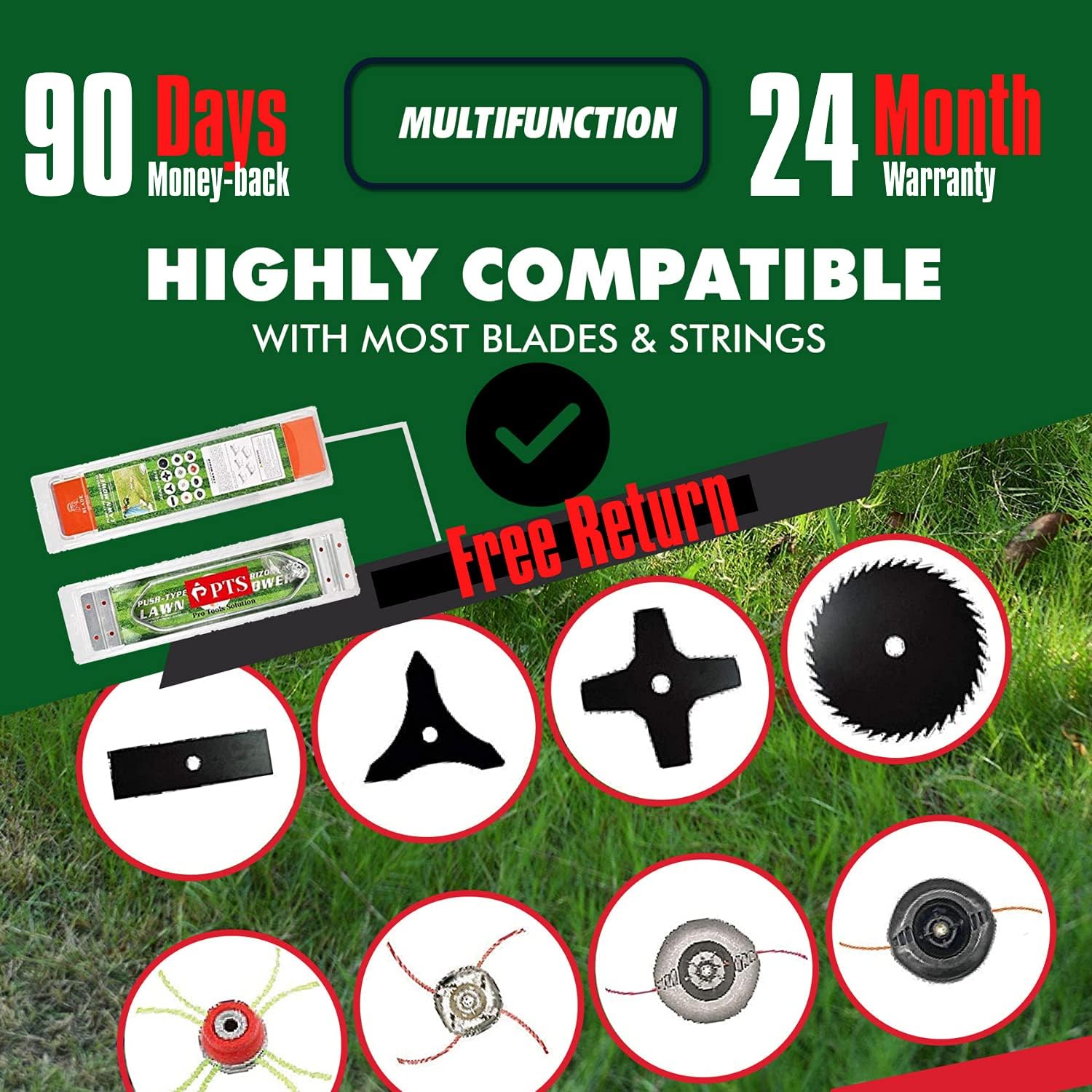review Flamingo PTS Brush Cutter Blade Stand Push Lawn Mower | Walk Behind Edger Push Reel Mower That Converts Your Grass Trimmer Weed Eater String Trimmers Into Push Type Lawn Grass Cutter