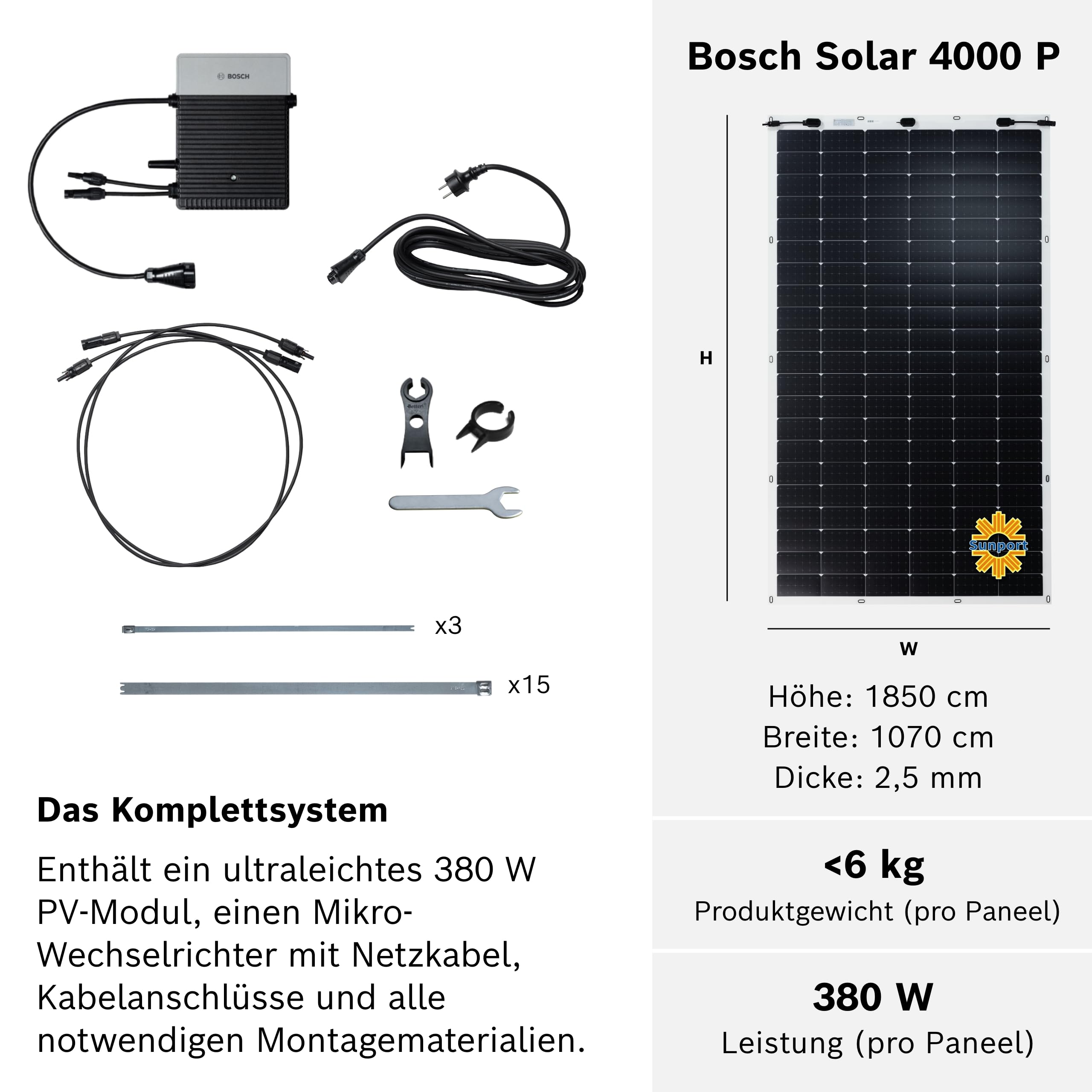 Bosch Solar 4000 P, Balkonkraftwerk, 300 Watt