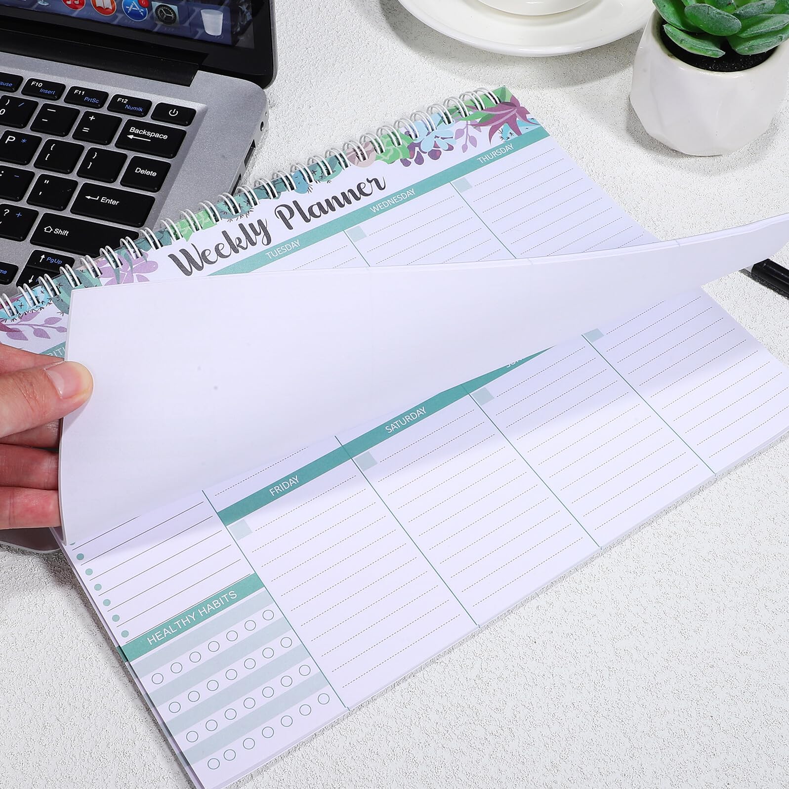 DOITOOL 4 Pezzi Planner Settimanale Scrivania con Rilegatura Spirale Blocco Note Organizzatore Settimanale per Studenti Insegnanti e Ufficio Carta Selezionata Resistente Design Elegante