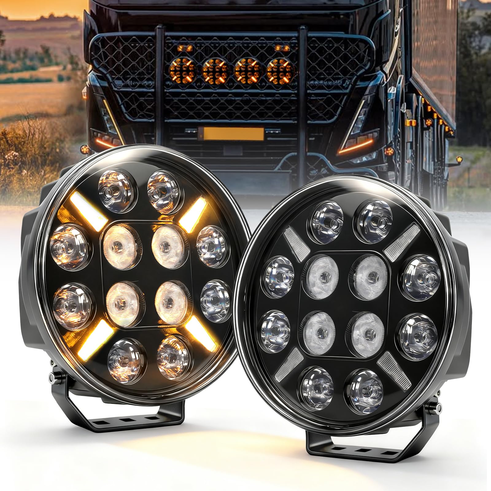CO LIGHT 10 Zoll LED Fernscheinwerfer 12/24v, 75W 180° Justierbar Arbeitsscheinwerfer IP69 Wasserdicht ECE weiß Amber Zusatzscheinwerfer Auto
