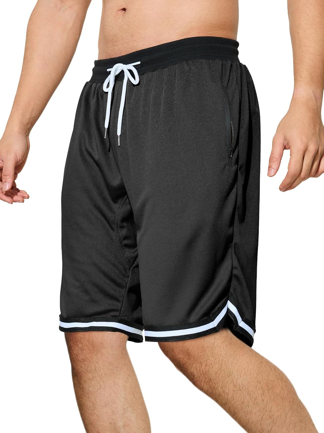 Men's Basketball Shorts with Zipper Pockets Lightweight Quick Dry Mesh Athletic Running Shorts - Image 3