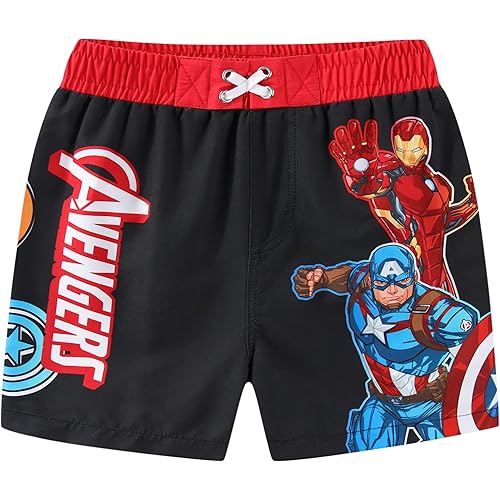 Marvel Avengers Captain America Iron Man Hulk Boys UPF 50+ Swim Trunks Shorts Bathing Suit for Toddler and Big Kids