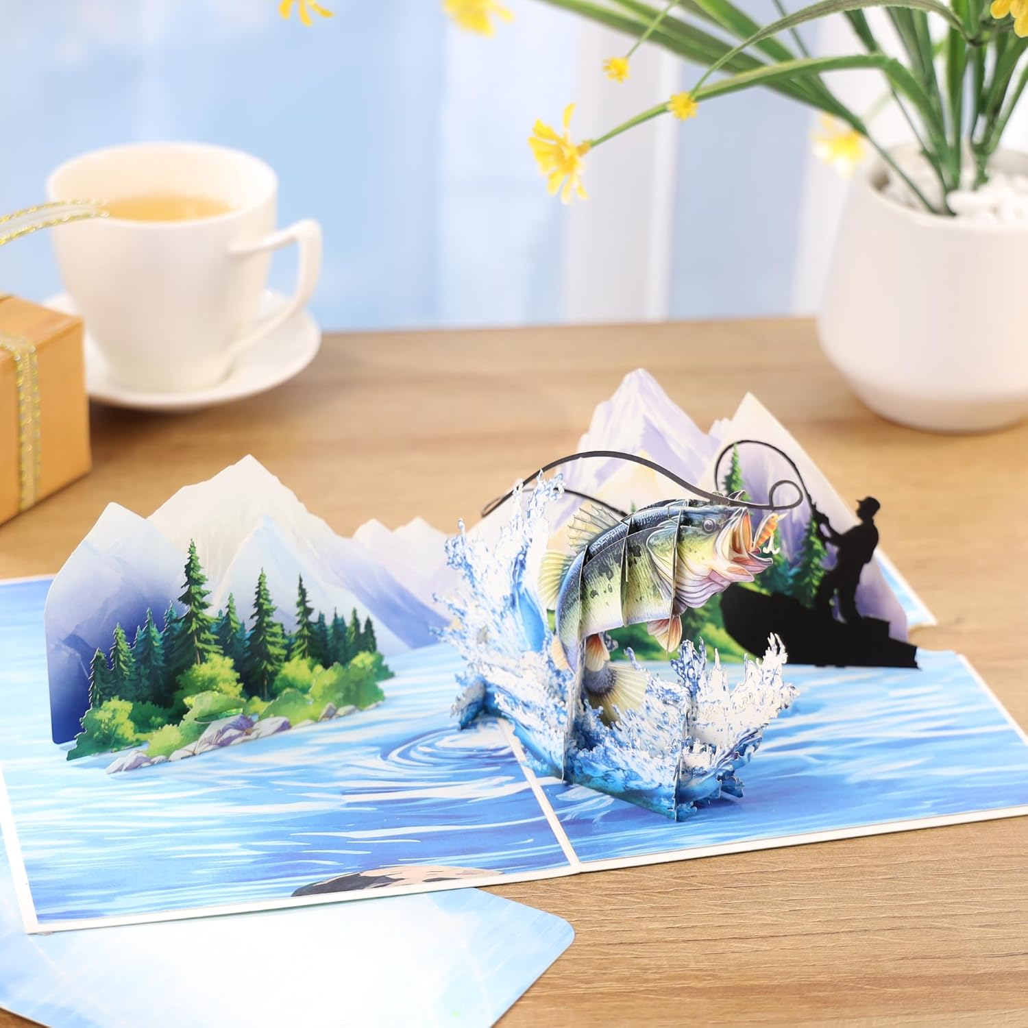 Pop Up Birthday Card Fishing, 3D Bass Fishing Popup Card For Husband, Dad, Men, Husband, Son, Brother, Grandpa, Fisherman Gift; All-Occasion Father's Day, Birthday, Outdoor, Thank You, Retirement - Image 3