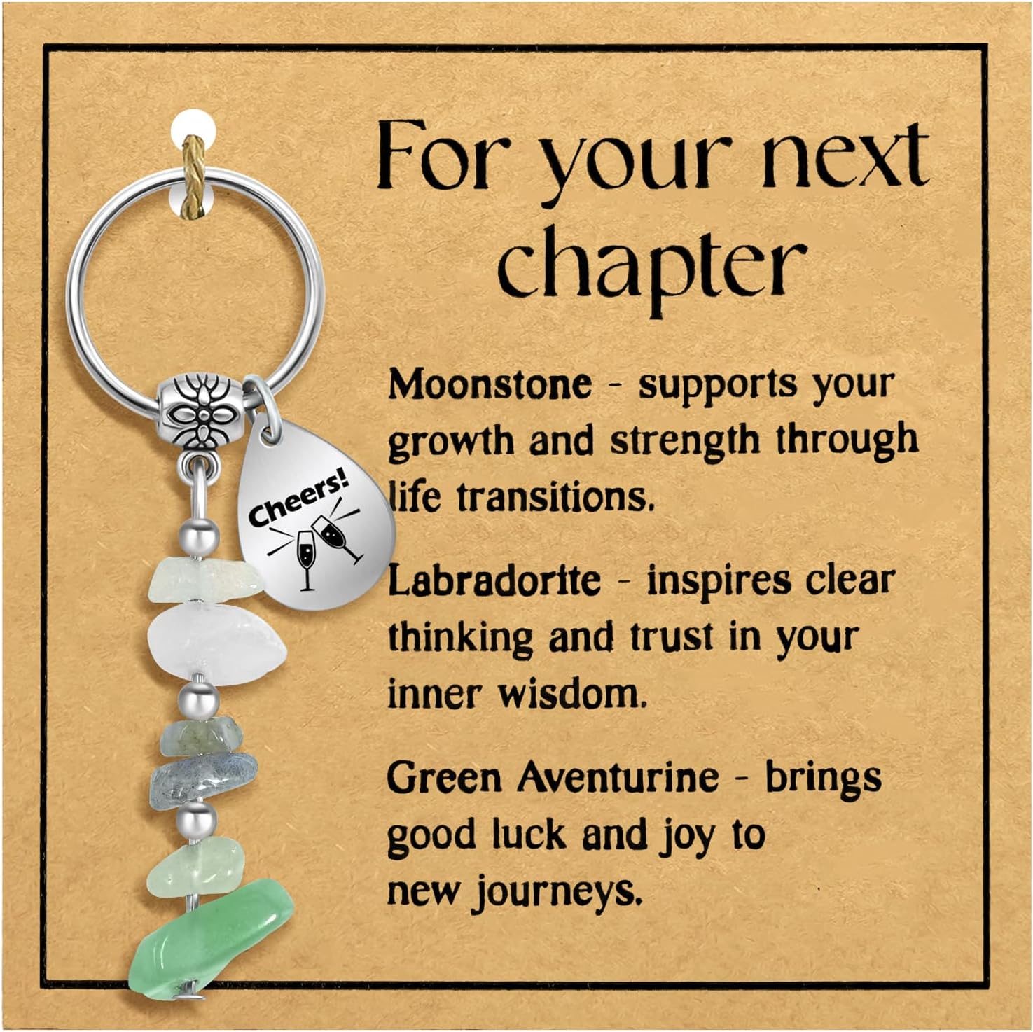 Small Cute Crystal Keychain Best Friend, Coworker, Nurse, Teacher Gifts Cheers-for Your Next Chapter - Image 1 of 7