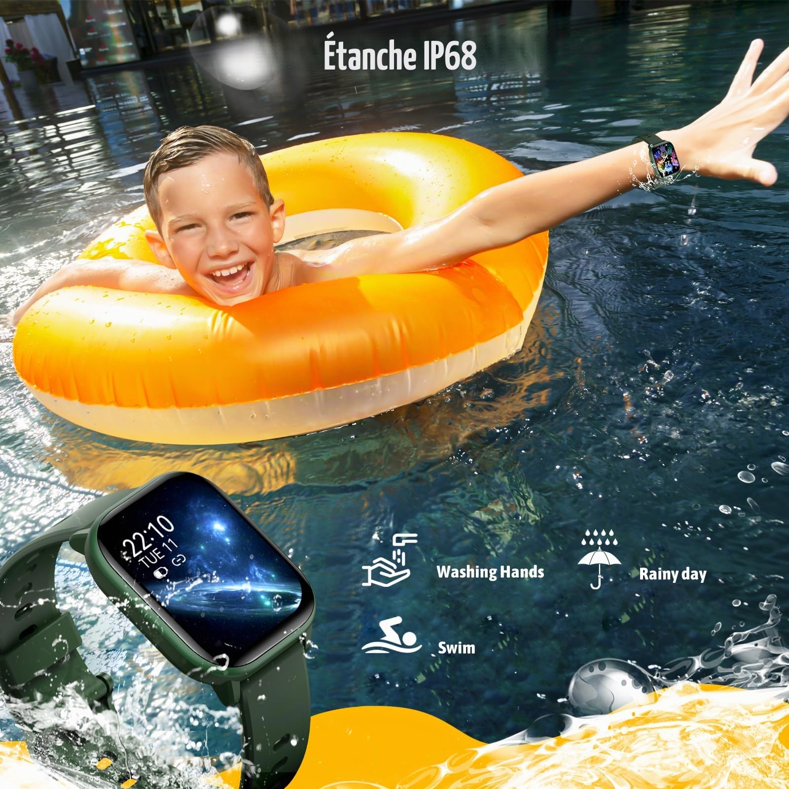 Enfants smartwatch, Montre pour Enfants Filles garçons 20 Modes de Sport, podomètre, Moniteur de Sommeil, Enfants Sport Montre Cadeau d'anniversaire Cadeau pour Les Filles garçons