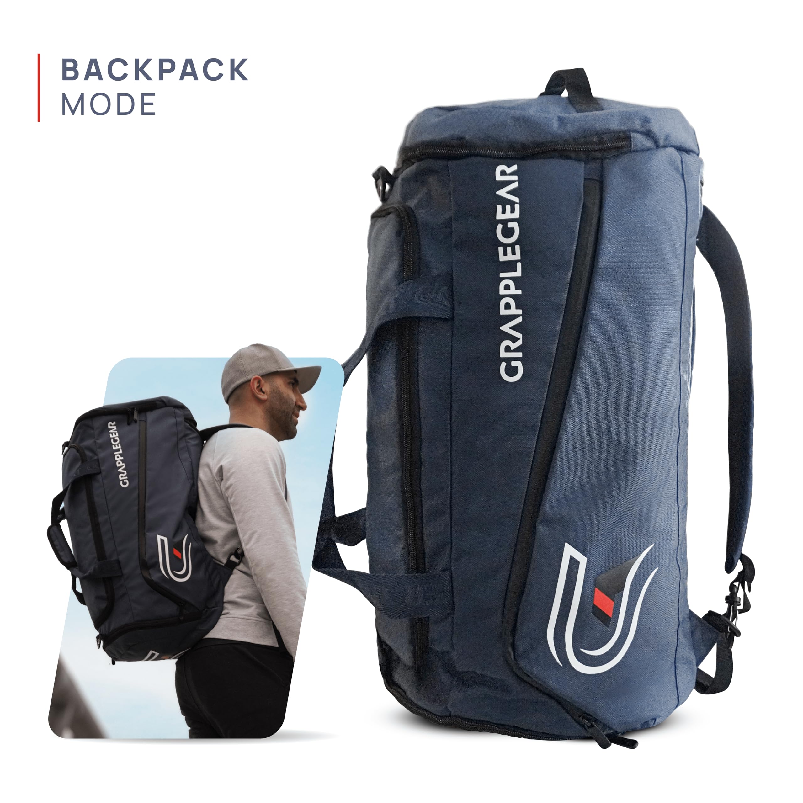 Bolsa de lona y mochila BJJ de alta resistencia en 1 – Bolsillo grande para Gi Sudoroso, Rashguard o zapatos – Bolsa de gimnasio perfecta para Jiu Jitsu brasileño, artes marciales, boxeo, 4