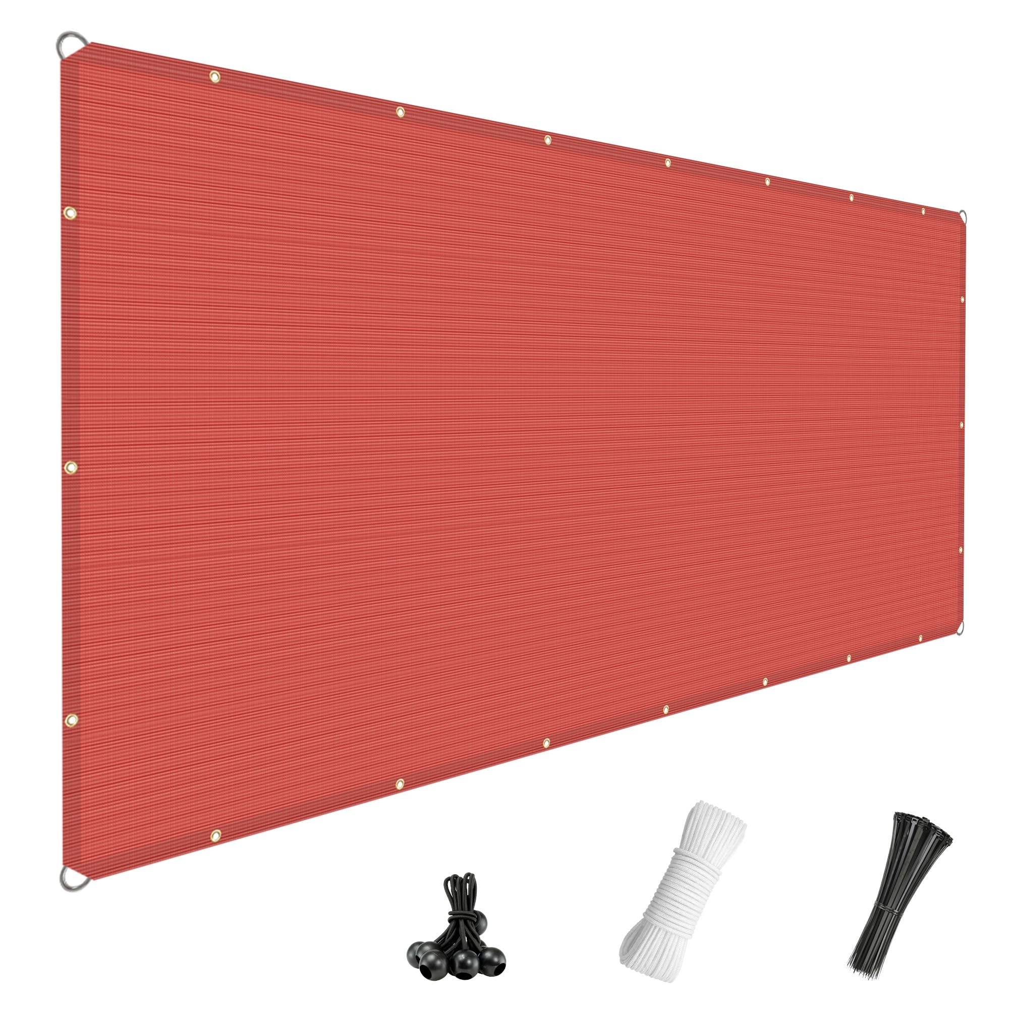 Windscreen4less 8' x 20' Sun Shade Sail Straight Edge Sun Shade Canopy Cover Outdoor with Grommets D-Ring UV Block for Pergola Backyard Patio (Red)
