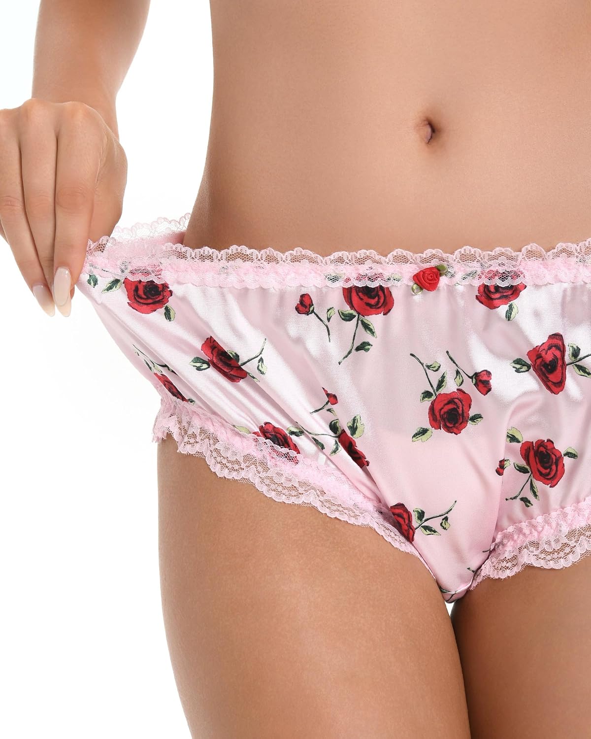 Satini Women's Satin Frilly Lace Sissy French Knickers Briefs Panties - Image 5