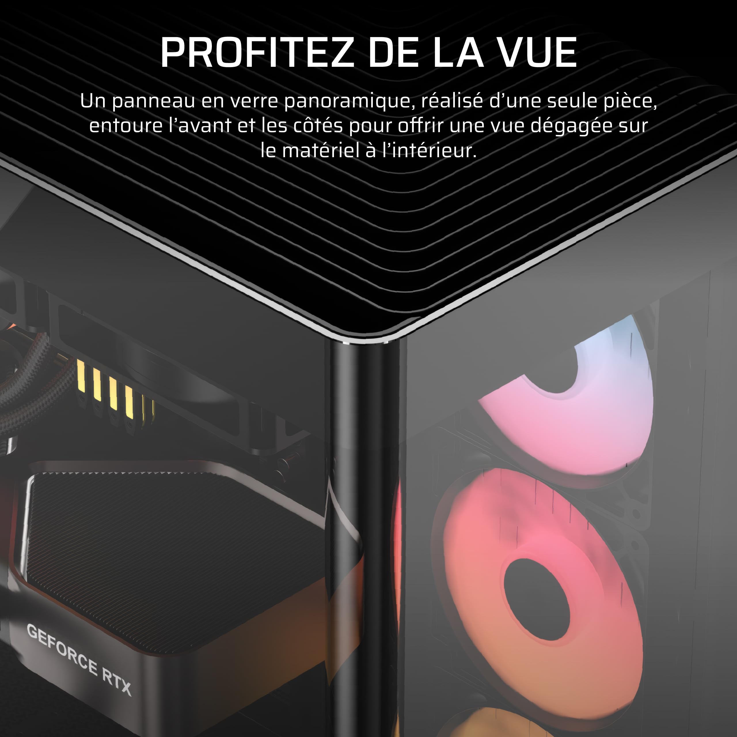CORSAIR Frame 4500X RS-R ARGB Boîtier PC Moyen-Tour en Verre Panoramique – Système de Fixation du Ventilateur InfiniRail, Peut Accueillir Deux Radiateurs de 360 mm, 3X Ventilateurs RS120-R – Noir
