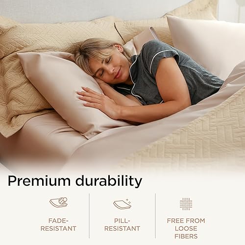 Miniatura 4 de Threadmill Sábanas de lujo de algodón Supima, sábanas de lujo de 1200 hilos suaves 100% algodón para cama de tamaño matrimonial, juego de sábanas de