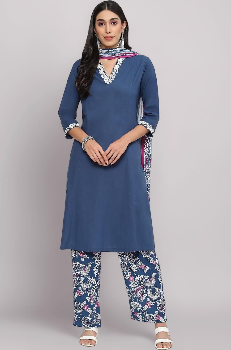 BIBA Women Cotton A-Line Kurta Palazzo Suit Set