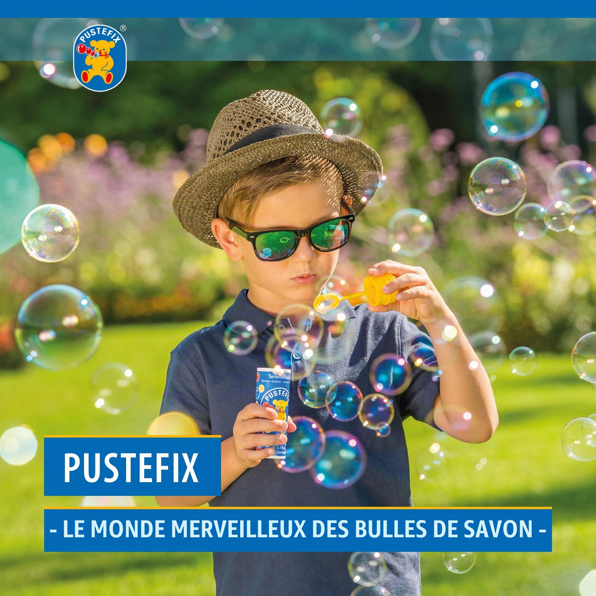 PUSTEFIX Lot de 5 bulles de savon classiques 42 ml - Bulles arc-en-ciel colorées fabriquées en Allemagne - Pour mariage, anniversaire d'enfant, bureau civil, soirée de mariage - Lot de 5 x 42 ml