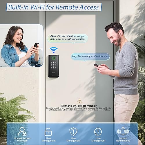 Miniatura 6 de Cerradura de puerta de entrada sin llave, cerradura inteligente de puerta de entrada sin llave, cerraduras inteligentes de huellas dactilares para