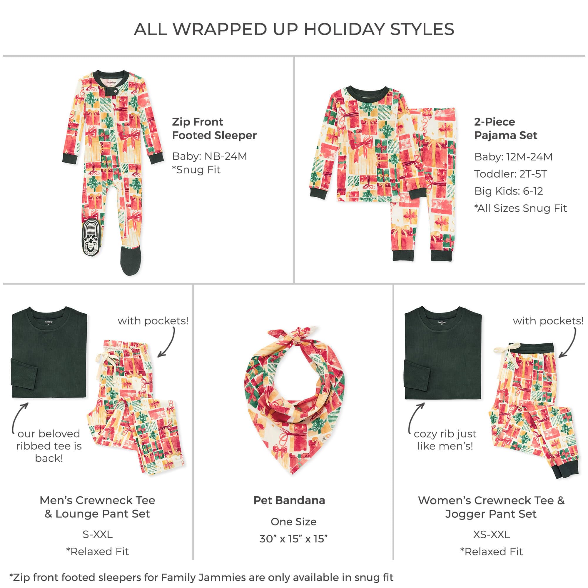 Burt's Bees Baby Family Jammies Matching Holiday Organic Cotton Pajamas Set di Pigiama Bimba 0-24