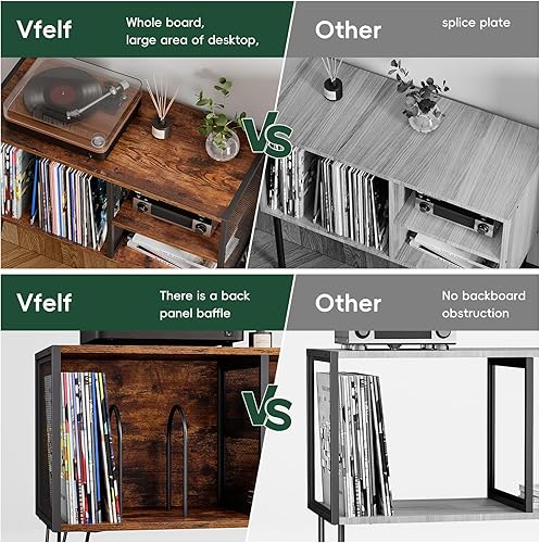 Miniatura 6 de Soporte para tocadiscos, mesa de tocadiscos con disco de vinilo con capacidad para hasta 250 álbumes, armario de almacenamiento, soporte para