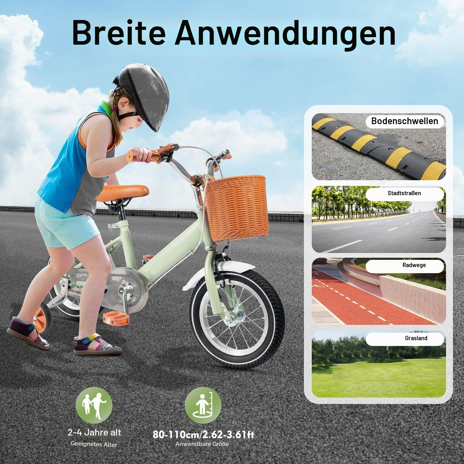 Charocean Kinderfahrrad 12 Zoll Kinderfahrrad für Jungen und Mädchen, Mädchen Fahrrad mit Stützrädern und Korb, Höhenverstellbares Fahrrad für Kinder 