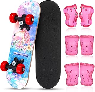 Honoson 7 Pcs Skateboard for Toddlers Beginners Knee Elbow Pads Wrist Guards Gear Set